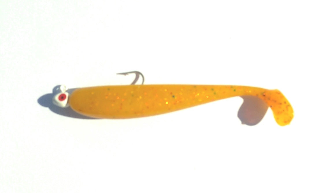 Anthony's Ocean Were On Series 4 in Pre rigged Jig Head Variety Pack 9  Total 3 White, 3 Orange, and 3 Purple Scented 4 in Paddle tail Lures with  Jig