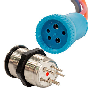 Bluewater 22mm Push Button Switch - Off/(On) Momentary Contact - Blue/Red LED [9059-2113-1]