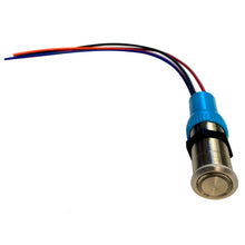 Load image into Gallery viewer, Bluewater 19mm Push Button Switch - Off/(On) Momentary Contact - Blue/Red LED - 1&#39; Lead [9057-2113-1]
