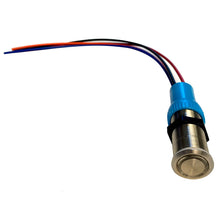 Load image into Gallery viewer, Bluewater 22mm Push Button Switch - Off/On Contact - Blue/Red LED - 4&#39; Lead [9059-1113-4]
