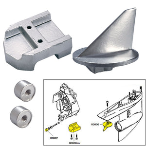 Tecnoseal Anode Kit w/Hardware - Mercury Alpha 1 Gen 1 - Aluminum [20800AL]