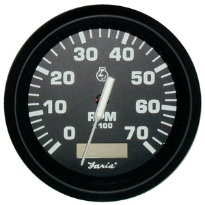 Faria Euro Black 4" Tachometer w/Hourmeter - 7,000 RPM (Gas - Outboard) [32840]