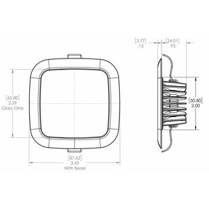 Lumitec Square Mirage Down Light - White Dimming, Red/Blue Non-Dimming - Polished Bezel [116118]