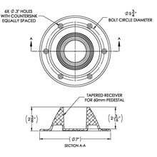 Load image into Gallery viewer, TACO Table Support - Surface Mount - Fits 2-3/8&quot; Pedestals [Z10-4067BLY60MM]
