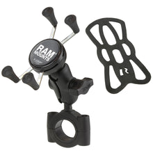 Load image into Gallery viewer, RAM Mount RAM Torque 1 1/8&quot; - 1 1/2&quot; Diameter Handlebar/Rail Base with B Size 1&quot; Ball, Short Arm and X-Grip for Phones [RAM-B-408-112-15-A-UN7U]
