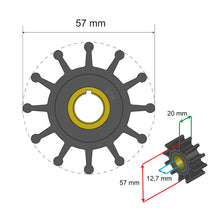 Load image into Gallery viewer, Albin Group Premium Impeller Kit 57 x 12.7 x 20mm - 12 Blade - Key Insert [06-01-013]
