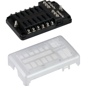Sea-Dog Blade Style LED Indicator Fuse Block w/Negative Bus Bar - 12 Circuit [445188-1]