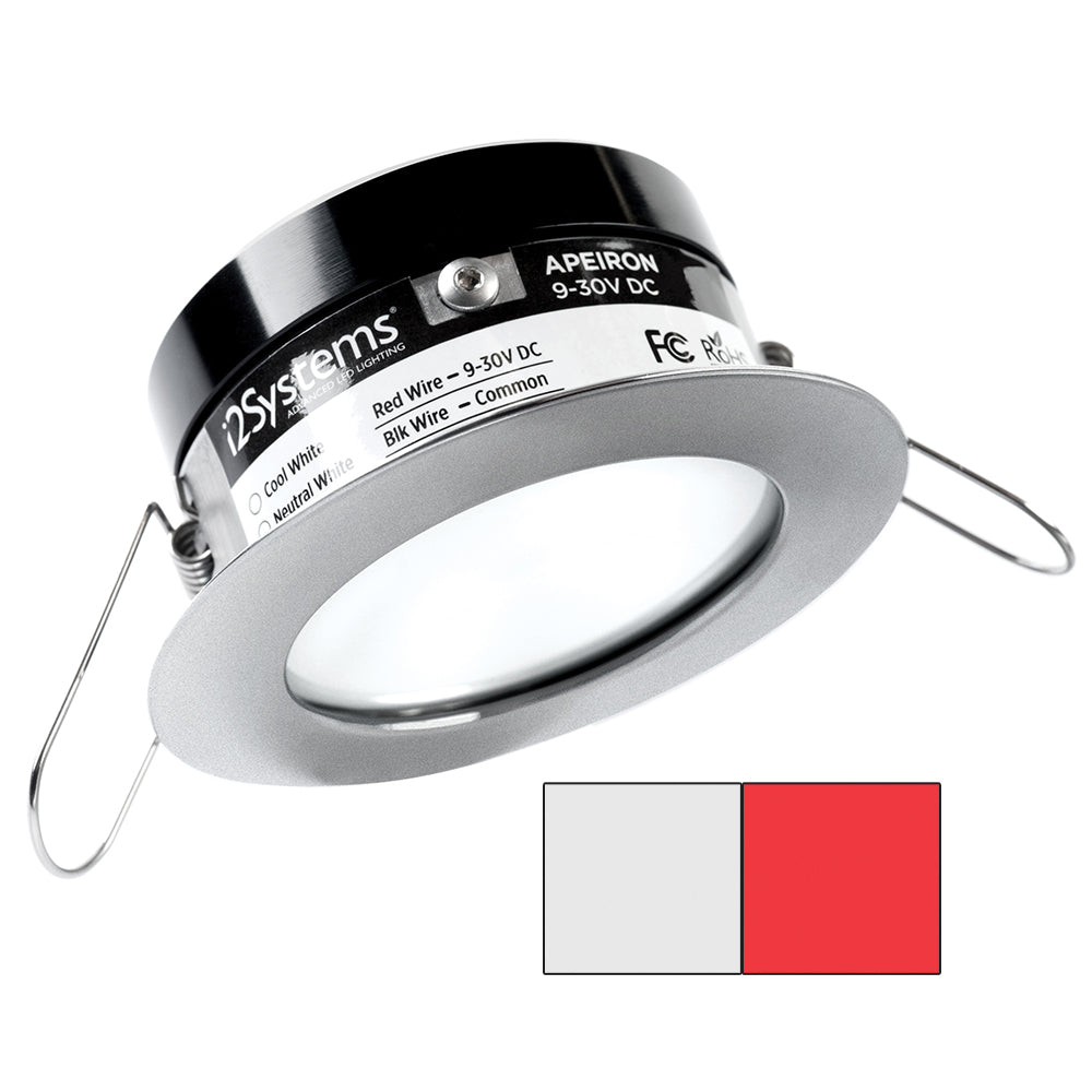 i2Systems Apeiron PRO A503 - 3W Spring Mount Light - Round - Cool White  Red - Brushed Nickel Finish [A503-41AAG-H]