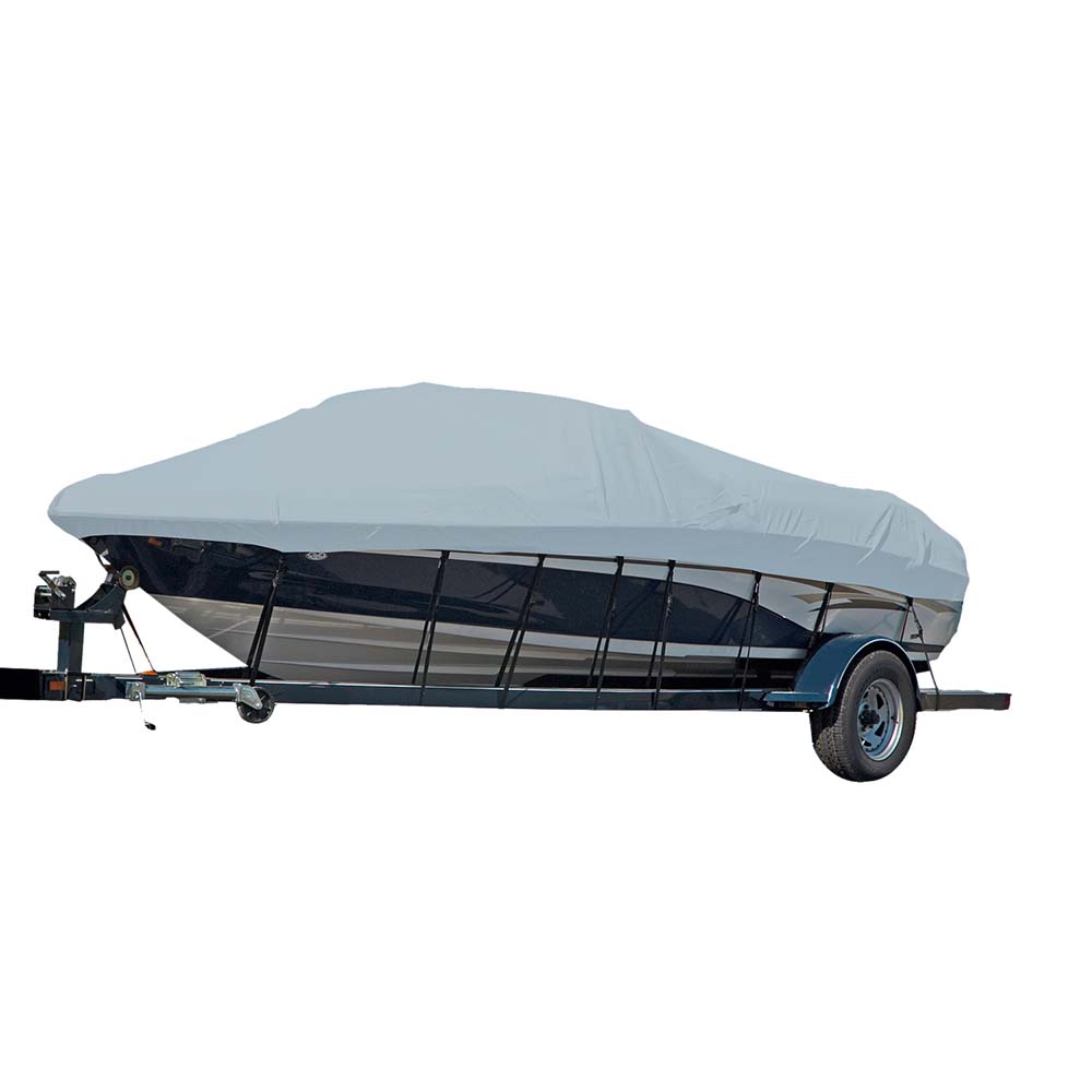Carver Sun-DURA Styled-to-Fit Boat Cover f/17.5 Sterndrive V-Hull Runabout Boats (Including Eurostyle) w/Windshield  Hand/Bow Rails - Grey [77117S-11]