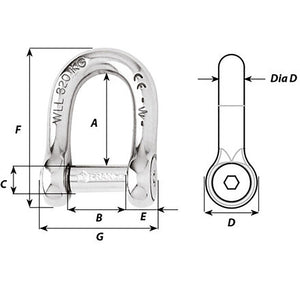 Wichard Self-Locking Allen Head Pin D Shackle - 12mm Diameter - 15/32" [01306]