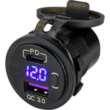 Load image into Gallery viewer, Sea-Dog Round USB  USB-C Power Socket w/Hidden Voltmeter [426518-1]
