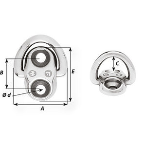Wichard Folding Pad Eye - 6mm Diameter (15/64") - 2 Fixed Holes [6684]