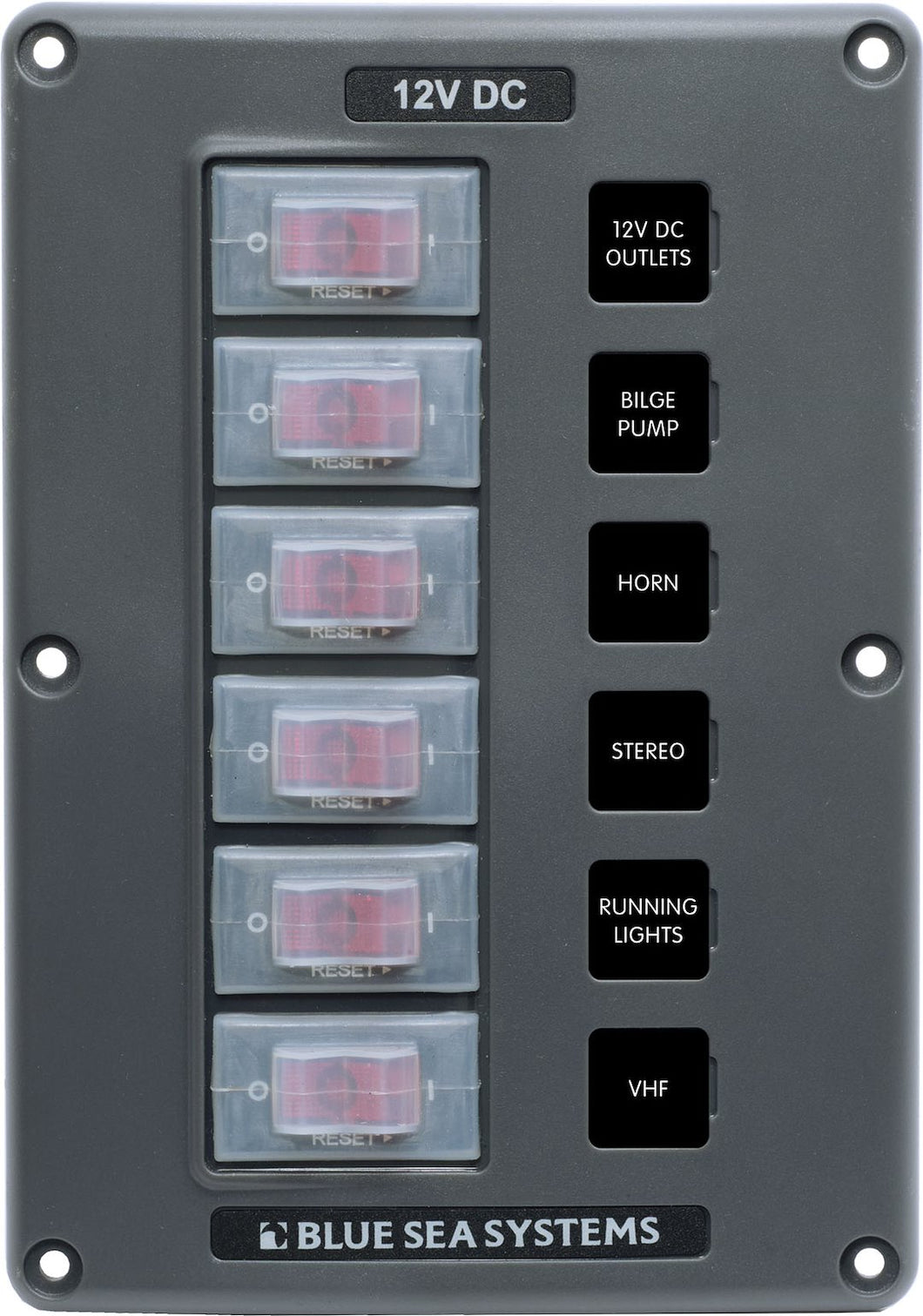 PANEL SWITCH H2O CB 6POS GRAY