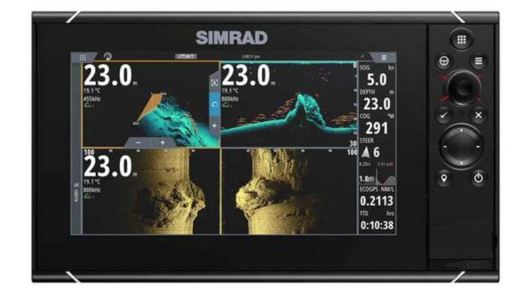 Simrads NSS9 evo3 S Multifunction Display with US C-MAP Charts  have ultimate clarity allowing for a perfect structure scan with down, side, and 3 D structure scan. Ideal for fishermen inshore, near shore, and offshore. Great for yachts, center consoles, skiffs, flats boats, bay boats, sport fishes, pontoons, runabouts, and deck boats.