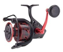 Load image into Gallery viewer, The Penn Battle lll 8000HS Spinning Reel has a power knob that allows you to fight fish for a long period of time. This reel is capable of catching everything. Great for tuna, wahoo, tarpon, king fish, mahi mahi, grouper, snapper, sailfish, permit, sharks, red fish, and many more species. This light weight reel allow for casting lures for long periods of time without tiring out. Great reel for inshore, nearshore, offshore, and more.
