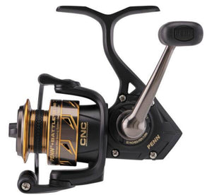 The Penn Battle lll 1000 Spinning reel features a great gear ratio and line retrieve. This light weight spinning reel is great for inshore fishing flats, skiffs, piers, docks, bridges. Great for bait fishing and freshwater fishing. Line rings are great line capacity and rubber backing for putting braid on reels or mono. Light weight spinning reel with a fast retrieve ratio and lightweight.