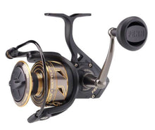 Load image into Gallery viewer, The Penn Battle lll 6000 Spinning Reel has a power knob that allows you to fight fish for a long period of time. This reel is capable of catching everything. Great for tuna, wahoo, tarpon, king fish, mahi mahi, grouper, snapper, sailfish, permit, sharks, red fish, and many more species. This light weight reel allow for casting lures for long periods of time without tiring out. Great reel for inshore, nearshore, offshore, and more.
