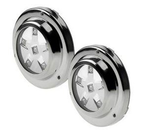 WEST MARINE Round Six LED Underwater Light with Stainless Steel Bezel, Blue, 2-Pack
