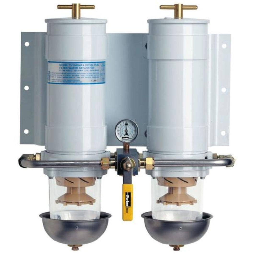 RACOR Marine Duplex 1000 Turbine Series Diesel Fuel Filter/Water Separator, 30 Micron