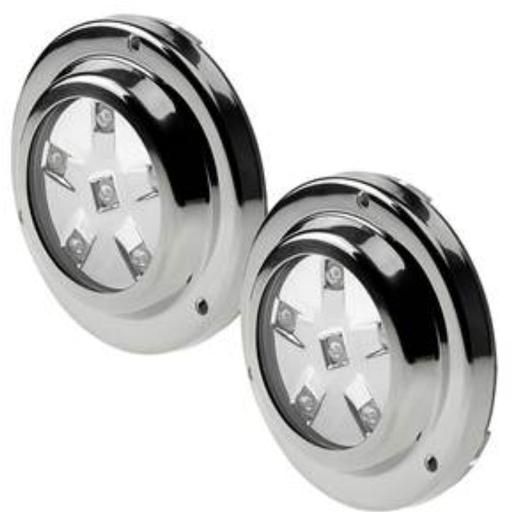 WEST MARINE Round Six LED Underwater Light with Stainless Steel Bezel, Green, 2-Pack