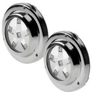 WEST MARINE Round Six LED Underwater Light with Stainless Steel Bezel, White, 2-Pack