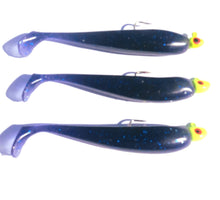 Load image into Gallery viewer, Anthony&#39;s Ocean Were On Series 4 in Pre rigged Jig Head Variety Pack 9 Total 3 White, 3 Orange, and 3 Purple Scented 4 in Paddle tail Lures with Jig Head 1/8 or 1/4 oz
