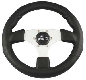 SCHMITT MARINE STEERING Steering Wheel, Black w/ Brushed Aluminum Spoke