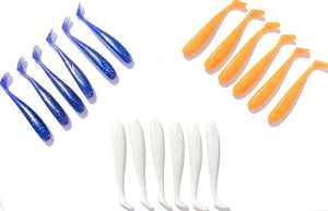 Anthony's Ocean Were On Series Variety Pack 18 Total  6 White, 6 Orange, and 6 Purple Scented 4 in Paddle tail Lures