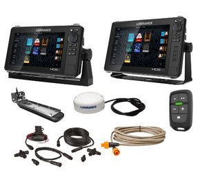 LOWRANCE HDS LIVE BUNDLE - 9" & 12" DISPLAY AI 3-IN-1 T/M TRANSDUCER, POINT 1 GPS ANTENNA, LR-1 REMOTE & CABLING